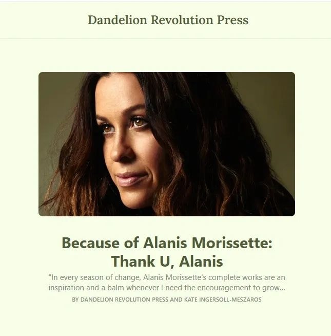 Dandelion Revolution Press – Thank U, Alanis essay card
